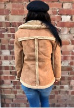 Light Brown Faux Suede and Shearling Jacket / Coat