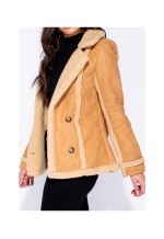 Light Brown Faux Suede and Shearling Jacket / Coat