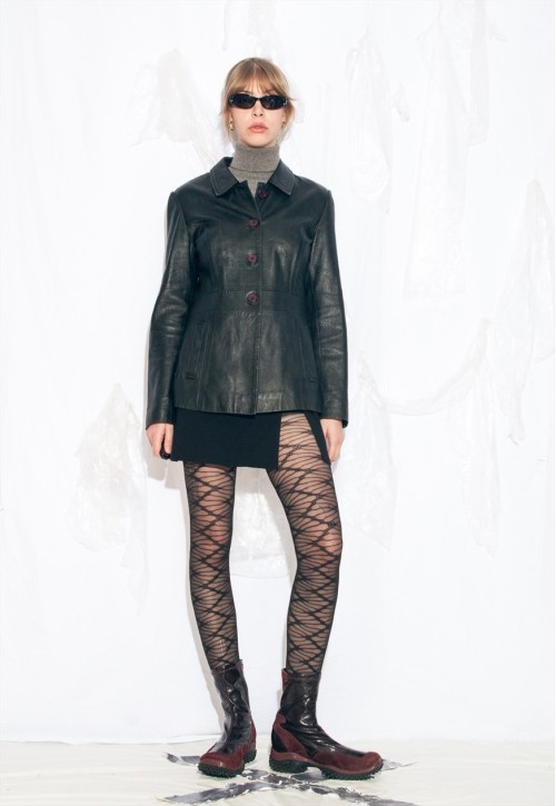 Vintage Y2K Leather Coat in Black