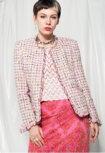 Vintage Blazer 80s Preppy Checked Clueless Jacket in Pink
