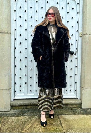 50's Vintage Tissavel Brown Faux Fur Winter Coat