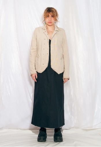 Vintage Girbaud Blazer 90s Chunky Jacket in Beige Cotton