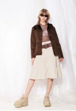 Vintage Shearling Jacket Y2K Faux Suede Coat in Brown