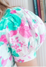 Bright floral puff sleeve cotton dress