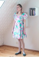 Bright floral puff sleeve cotton dress