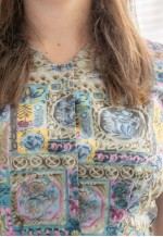 Vintage 70's Multicolour Patterned Midi Cotton Dress