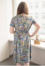 Vintage 70's Multicolour Patterned Midi Cotton Dress