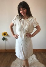 Vintage 90s White and Colourful Polka Dot Dress