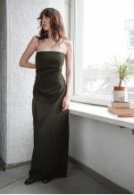 Vintage Khaki Evening Style Maxi Dress