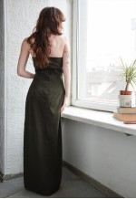 Vintage Khaki Evening Style Maxi Dress