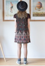 Brown soft short sleeve printed dress