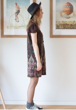 Brown soft short sleeve printed dress