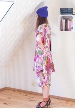 Bright pastel floral peplum vintage dress