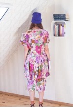Bright pastel floral peplum vintage dress