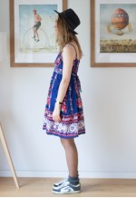 Bright blue floral Mediterranean style dress