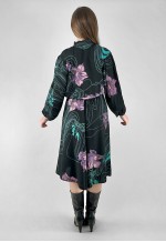 70's Vintage Black Long Sleeve Pie Crust Pussy Bow Dress