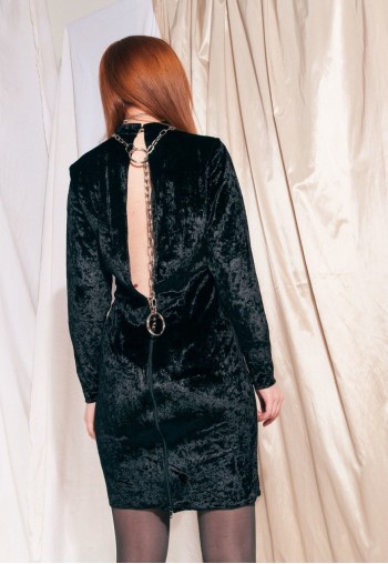 Vintage dress 90s handmade velvet open back evening dress