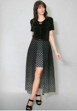 Joseph Ribkoff 80's Vintage Black Polka Dot Sheer Mini Dress