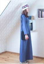 Grey blue long maxi vintage dress