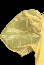 70's Vintage Yellow Short Sleeve Sheer Stripe Maxi Dress