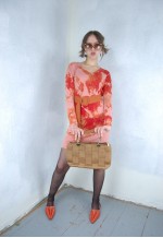 Vintage y2k rave mini tie-dye party glam dress in pink red