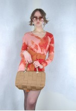 Vintage y2k rave mini tie-dye party glam dress in pink red