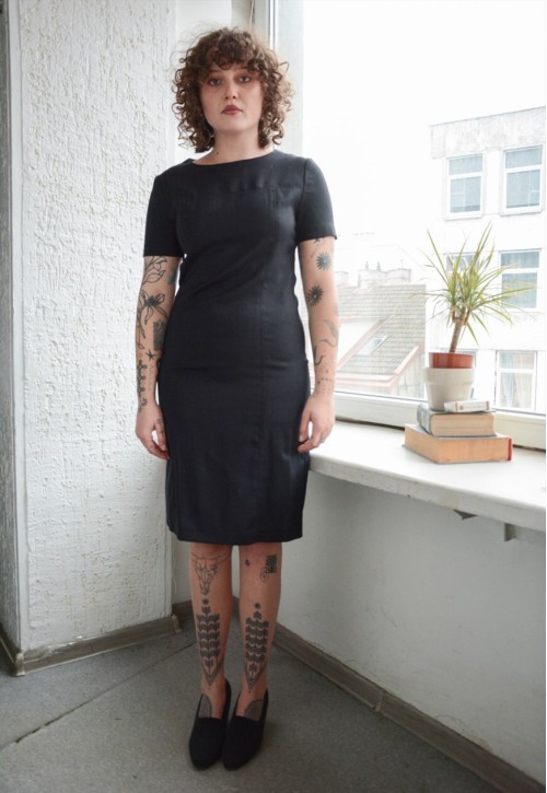 Vintage Black Wool Classic Mini Dress