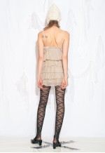 Vintage Y2K Frilly Silk Mini Dress in Beige