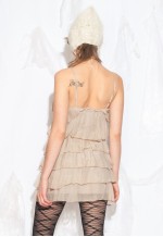 Vintage Y2K Frilly Silk Mini Dress in Beige