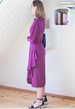 Purple ruched round neck dress