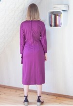 Purple ruched round neck dress