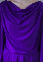 Bright purple cowl neck long maxi dress with open back