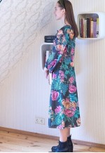 Dark grey vintage dress with bright flowers