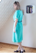 Sea green short sleeve belted dress