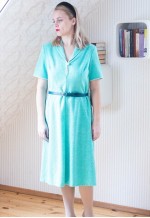 Sea green short sleeve belted dress