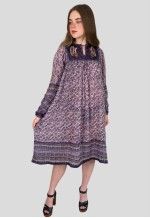 70's Vintage 70's Indian Cotton Peacock Floral Ladies Dress