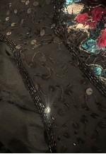 80's Vintage Black Sequin Short Sleeve Fringed Dress