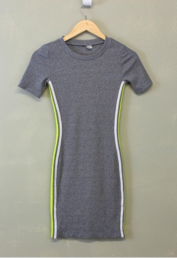 Vintage Y2K Midi Dress Grey With Stripes On The Side