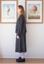 Grey knitted jacket and long skirt set