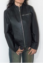 Vintage Y2k Vintage Black Leather Biker Zip Through Jacket