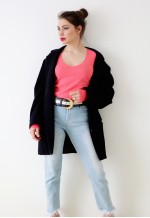 Navy Vintage Coat Relaxed Boxy Fit Oversized Jacket Overcoat