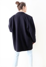 Navy Vintage Coat Relaxed Boxy Fit Oversized Jacket Overcoat