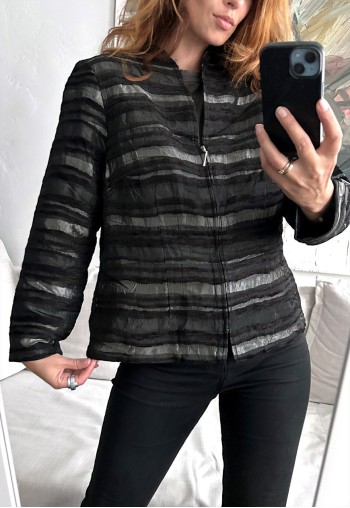 Vintage Textured Zip Artsy Jacket - Large