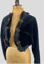 Lolita 80's Vintage Black Velvet Ladies Batwing Crop Jacket