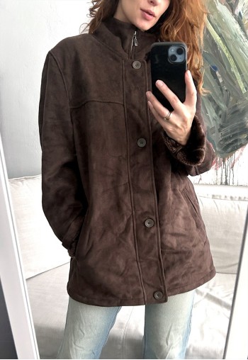 Vintage Brown Sherpa Fur Coat / Jacket - M - L