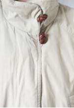 Beige cream long padded high neck vintage coat jacket