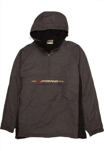 Vintage 90's Windbreaker Hooded Quarter Zip Grey