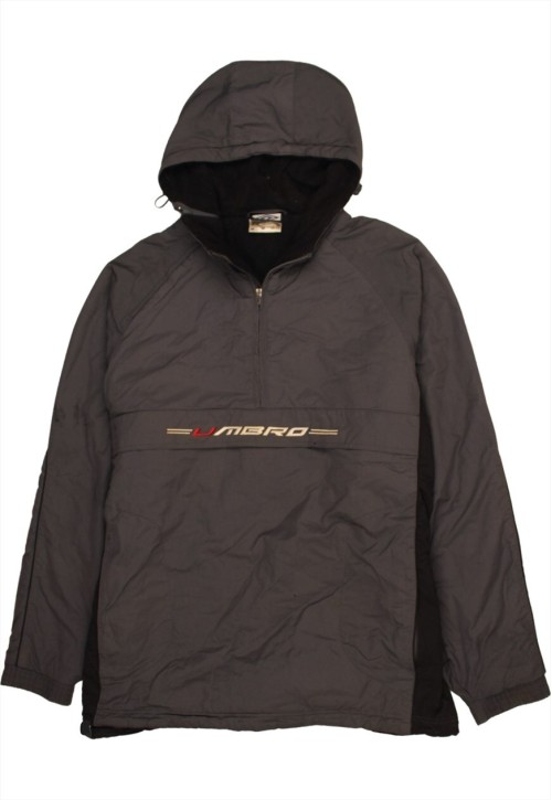 Vintage 90's Windbreaker Hooded Quarter Zip Grey