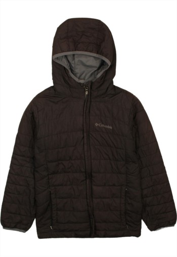 90's Hooded Full Zip Up Puffer Jacket Medium Black