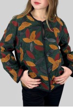 80's Ladies Vintage Green Suede Leather Applique Jacket